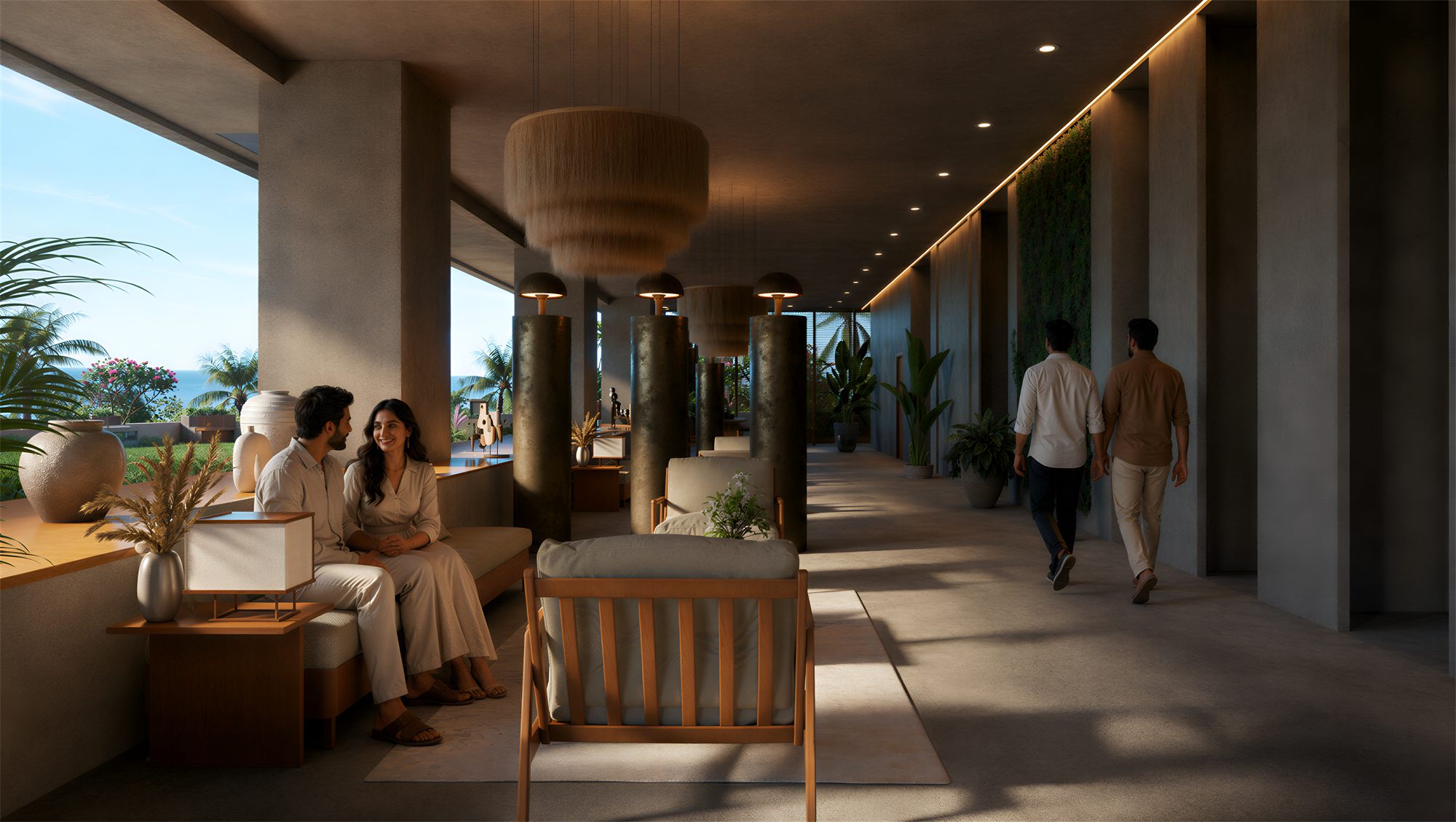 A quiet lounge at Belvedere in Dona Paula, Goa